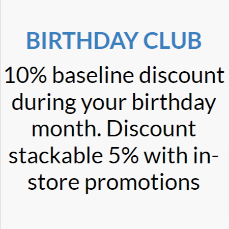 Birthday Club 10% Discount