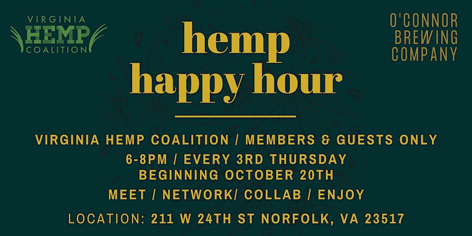 “Hemp Happy Hour” for VHC Members at O’Connor Brewing Co. (Bring a friend!)